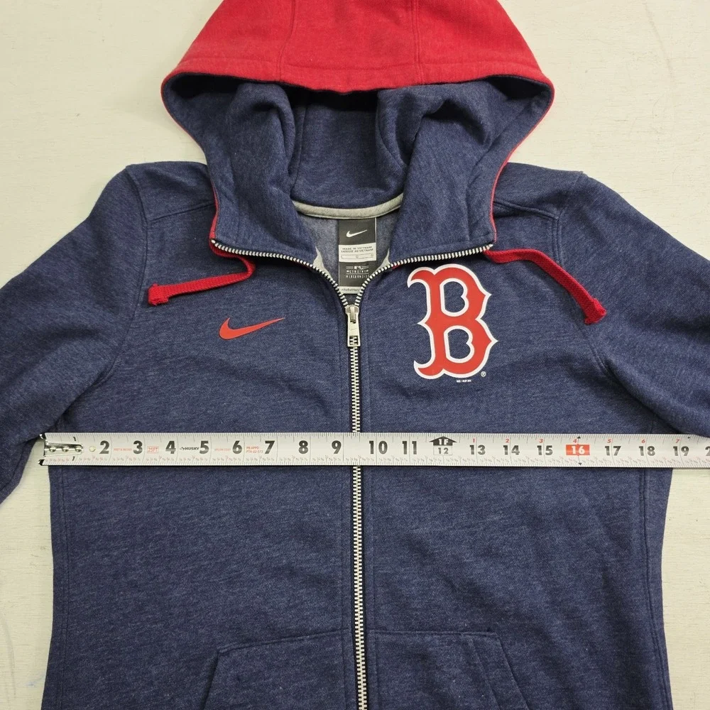 Nike MLB Boston Red Sox Baseball Full Zip Blue Hoodie Jacket Youth Boys Sz L EUC